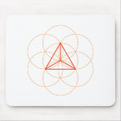 Tetrahedron Heilige Geometrie Muismat – Rood-Sinaa (Voorkant)