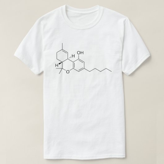 Tetrahydrocannabinolmoleculaire structuur t-shirt (Design voorkant)