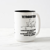 Tetrodotoxine blokkeert actiemogelijkheden in zenu tweekleurige koffiemok (Voorkant rechts)