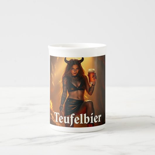 Teufelbier: straight from hell porselein kop (Voorkant)