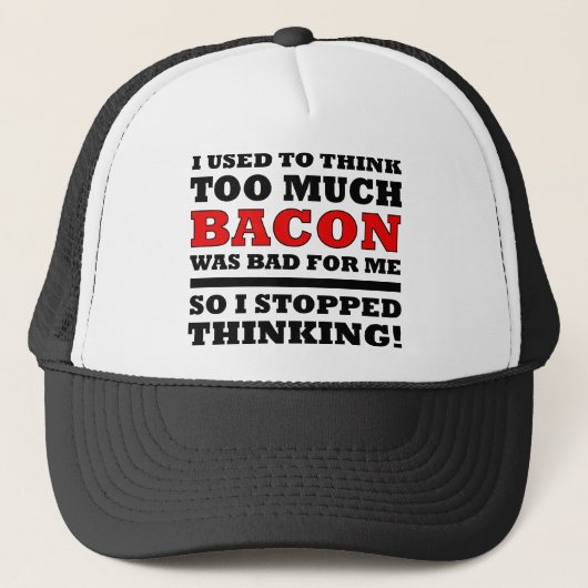 Teveel Bacon Grappige Bal Cap Trucker Hoed Pet (Voorkant)