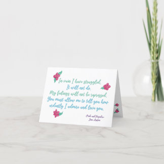 tevergeefs heb ik geworsteld - Jane Austen liefde Bedankkaart