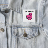 Tevreden de heer Greedy Vierkante Button 5,1 Cm (In situ)