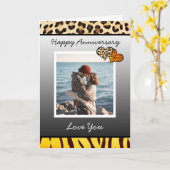 Tevreden Jubileum aan u toevoegt Uw Fotokaart Kaart (Gele Bloem)