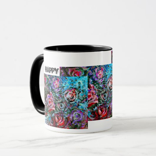 Tevreden mok met rozen (Voorkant links)