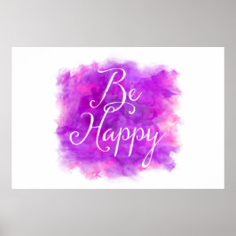 Tevreden Paarse en Roze Citaat van de Waterverf Poster