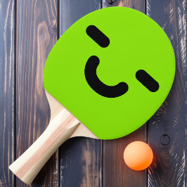Tevreden Smiley Gezicht Groene Ping Pong Paddle Tafeltennisbatje