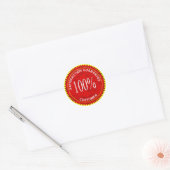 Tevredenheidswaarborg in Chrome Rood Ronde Sticker (Envelop)