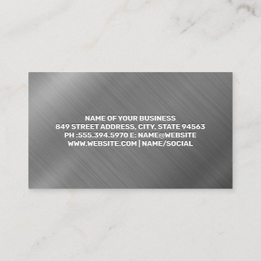 Tewagen en accu | Metallic Geborsteld Visitekaartje (Achterkant)