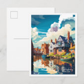 Tewkesbury Engeland Vintage Travel Illustratie Briefkaart (Voorkant / Achterkant)