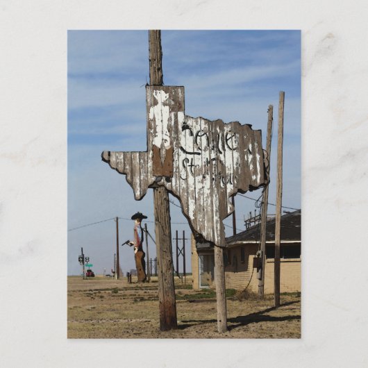 Tex de Cowboy en Texas Sign Briefkaart (Voorkant)