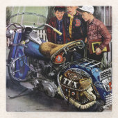 Tex-motorfiets Glazen Onderzetter (Voorkant)