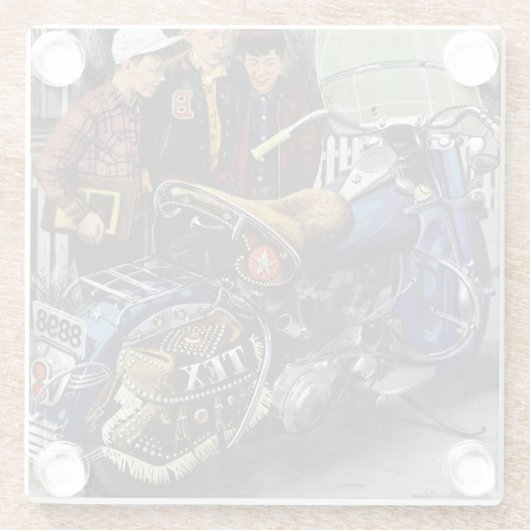 Tex-motorfiets Glazen Onderzetter (Achterkant)