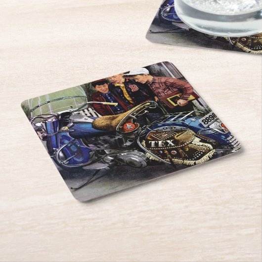 Tex-motorfiets Kartonnen Onderzetters (Schuin)