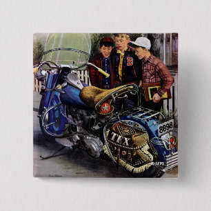 Tex-motorfiets Vierkante Button 5,1 Cm