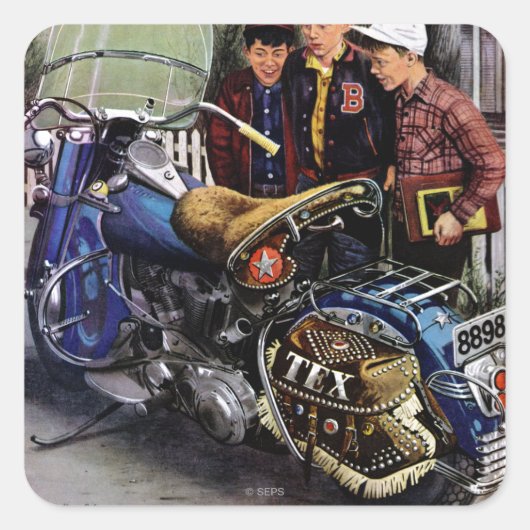 Tex-motorfiets Vierkante Sticker (Voorkant)