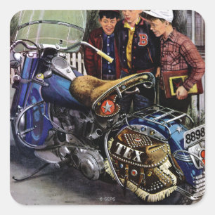 Tex-motorfiets Vierkante Sticker