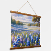 Texaanse Blauweklokkenweide Landschap Hangend Wandkleed (Gebogen)