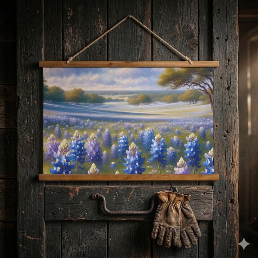 Texaanse Blauweklokkenweide Landschap Hangend Wandkleed