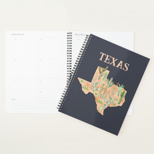 Texaanse Cactus Cacti Plant Illustratie Kaart Planner (Display)