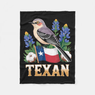 Texaanse Spotvogel TX Vlag Bluebonnet Katoen Trots Fleece Deken