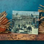 Texaanse vee op een trein in Abilene Fotoplaat (Zijkant)