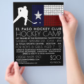 Texaanse vlag, hockeyspeler, camp reclamefolder flyer (Hand)