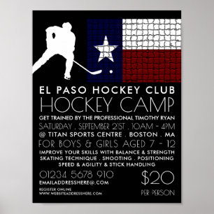 Texaanse vlag, hockeyspeler, kamp Adverteren Poster