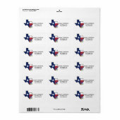 Texaanse vlag met staatslandblauwe ebonnet etiket (Full Sheet)