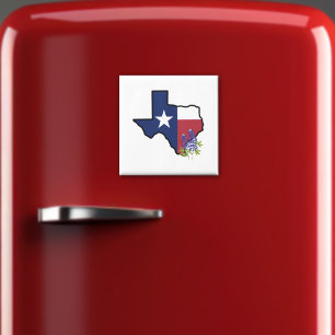 Texaanse vlag met State Flower Bluebonnet Magneet