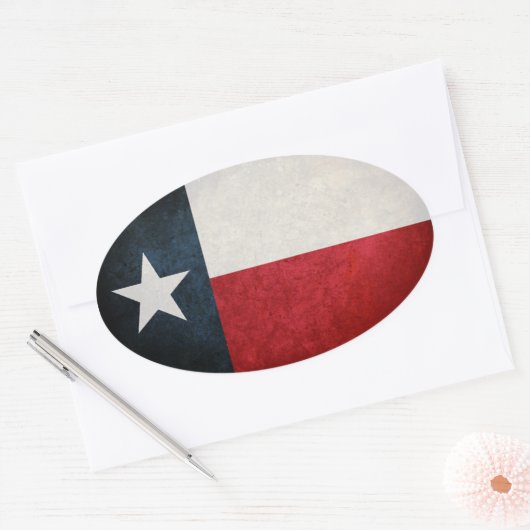 Texaanse vlag; Texaans; Ovale Sticker (Envelop)