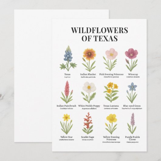 Texaanse wilde bloemen in Waterverf stijl Kaart (Voorkant / Achterkant)