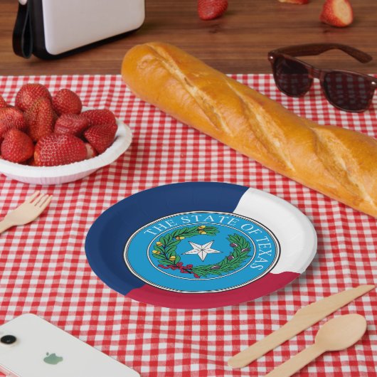 Texan Flag & Seal, Texas Papieren Bordje (Picknick)