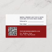 Texan Flag, Texas Business Referral Kaart (Achterkant)