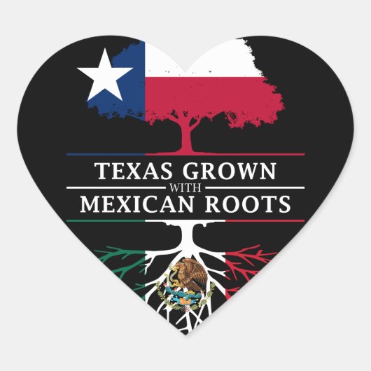 Texan Grown with Mexican Roots Hart Sticker (Voorkant)