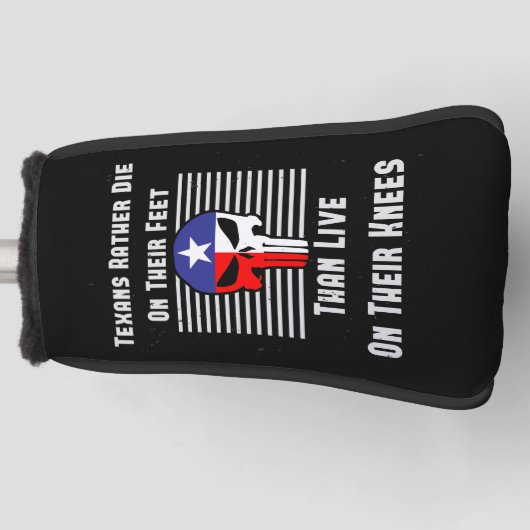 Texanen sterven liever op hun voeten golfheadcover (Voorkant)
