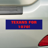 TEXANEN VOOR 1070! BUMPERSTICKER (Op auto)
