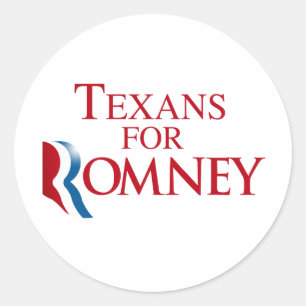 TEXANEN VOOR ROMNEY.png Ronde Sticker