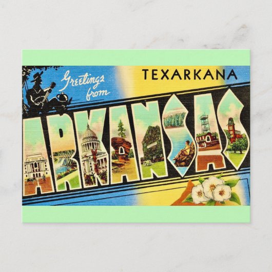 Texarkana Arkansas Retro Ansichtkaart  Briefkaart (Voorkant)