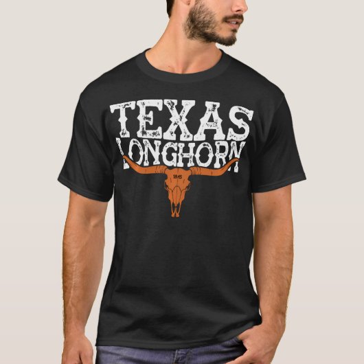 Texas 1845  Longhorn Cowboy en Rodeo Fan T-shirt (Voorkant)