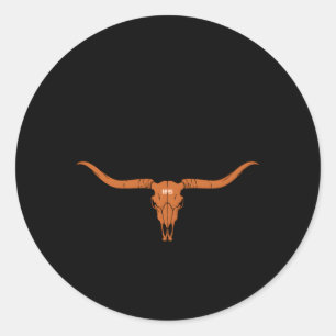 Texas 1845 Longhorn Koe en Rodeo Fan Ronde Sticker