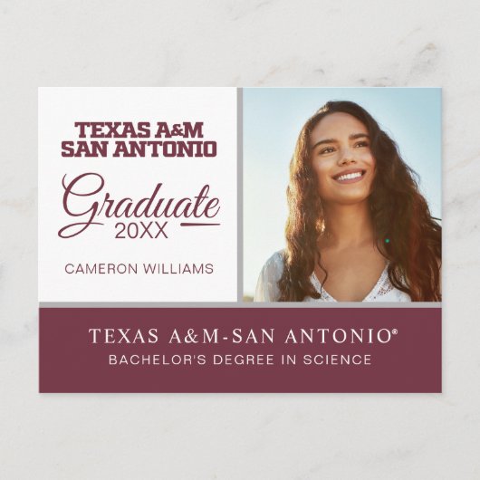 Texas A&M San Antonio Aankondigingskaart (Voorkant)