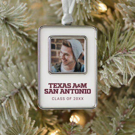 Texas A&M San Antonio Verzilverd Omlijst Ornament (Boom)