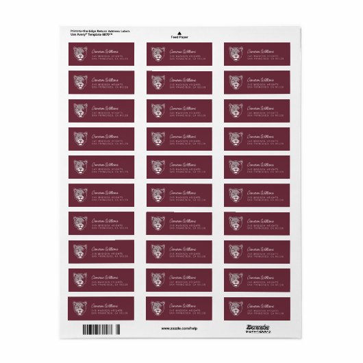 Texas A&M University - San Antonio | Jaguars Etiket (Full Sheet)