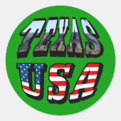 Texas Afbeelding- en vlaggentekst Ronde Sticker (Voorkant)