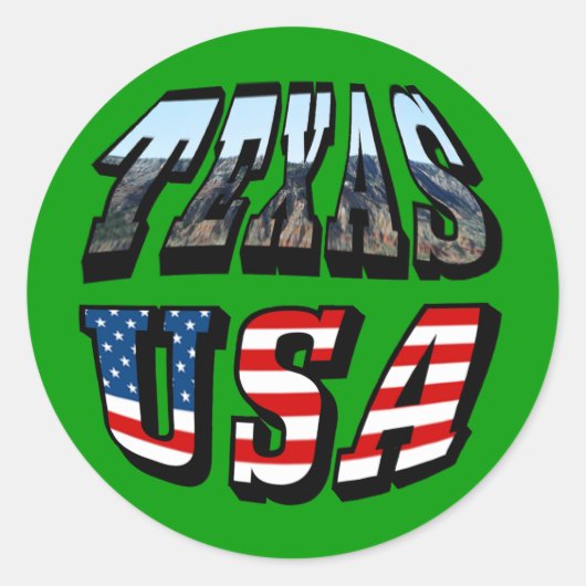 Texas Afbeelding- en vlaggentekst Ronde Sticker (Voorkant)
