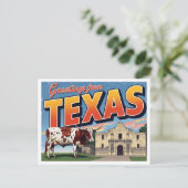 Texas Alamo Longhorn Cow Greetings Briefkaart (Staand voorkant)