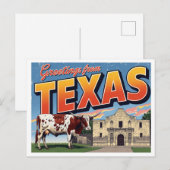 Texas Alamo Longhorn Cow Greetings Briefkaart (Voorkant / Achterkant)