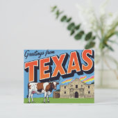 Texas Alamo Longhorn Cow Greetings Briefkaart (Staand voorkant)
