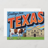 Texas Alamo Longhorn Cow Greetings Briefkaart (Voorkant / Achterkant)